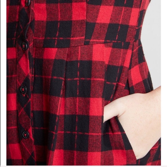 Modcloth Red and Black Plaid Midi Dress - Picture 4 of 8